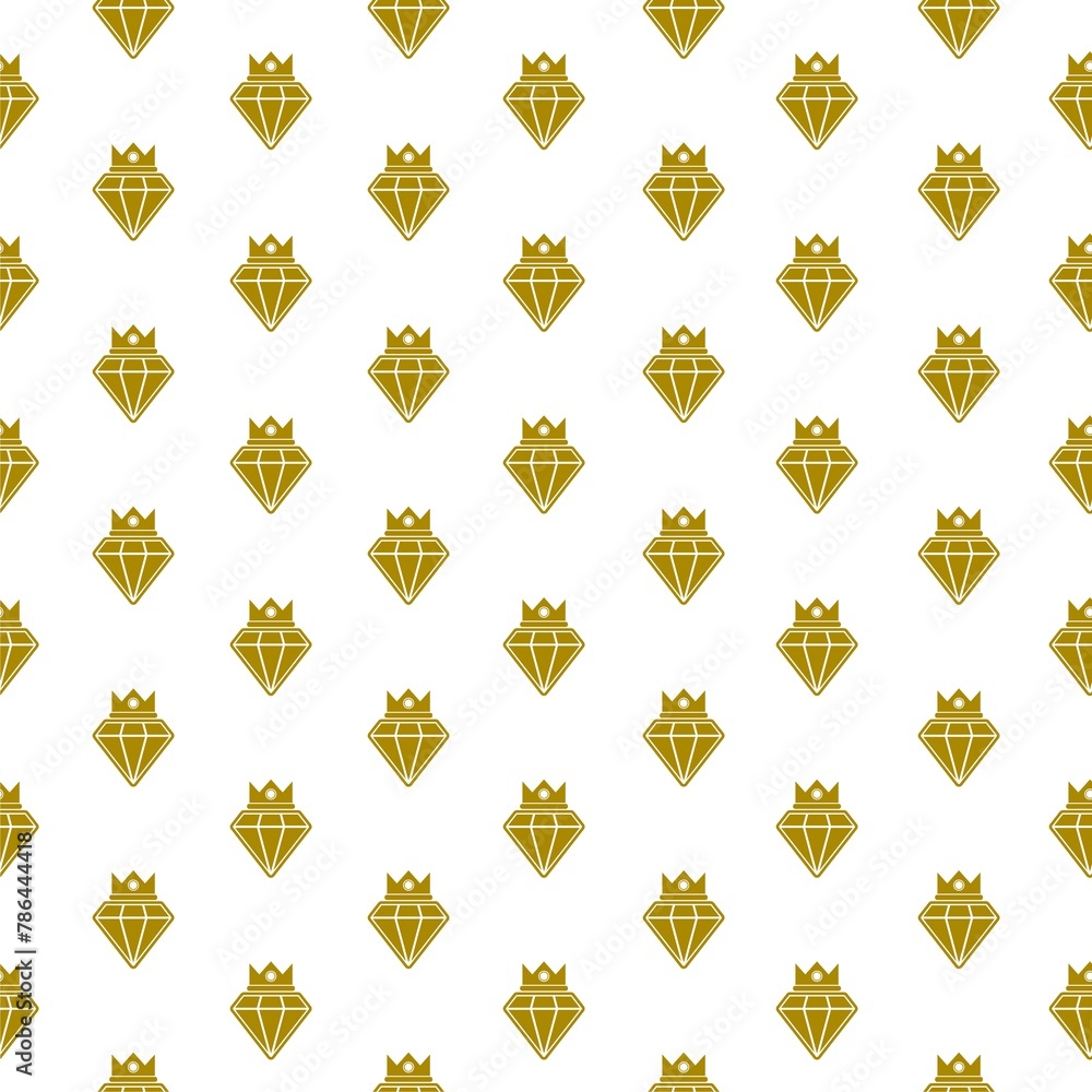 Poster Diamond crown icon seamless pattern isolated on white background