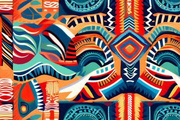 Graphic design of colorful ethnic fabric pattern or style clothing fashion.  - obrazy, fototapety, plakaty