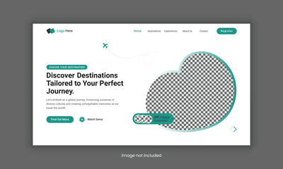 Travel agency landing page design for travel landing page template, Hero section for travel website, web page design for website and mobile website, travel homepage hero banner template.