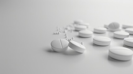White background with a few pills