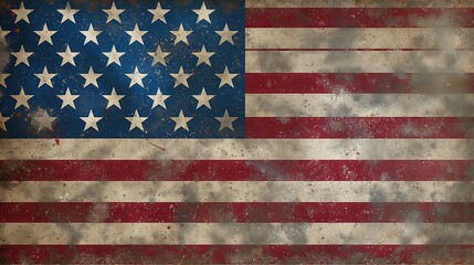 Fototapeta na wymiar Weathered American Flag on Texture