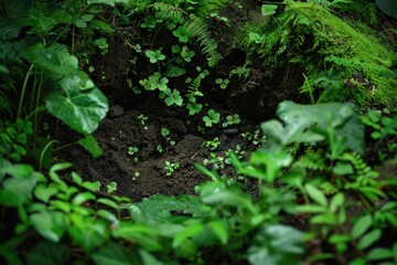 Freshly Dug Soil in a Garden Indicating Preparation for Planting or Harvesting, Symbolizing Growth