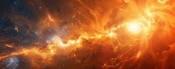 Cosmic dance of fiery star. - obrazy, fototapety, plakaty