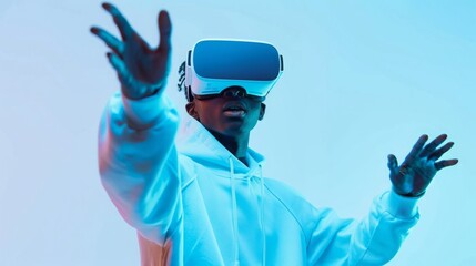 Concept of excitement and immersion as the man&#x27;s hands are in motion