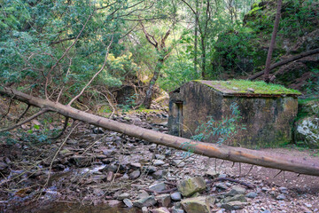 Water passage channel to Senhora da Piedade river beach in Serra da Lousã, Portugal