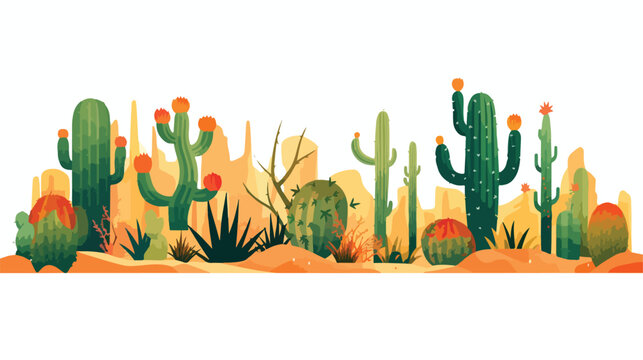 Stylized Desert Cacti desert theme cactus pattern styl