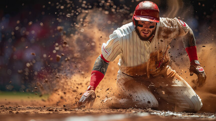 Sports. Baseball. A close-up of a baseball player during the game.  - Powered by Adobe