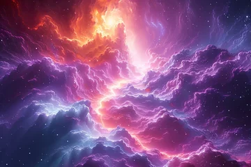 Foto op Canvas Abstract neon fractal wallpaper with space © biswajit
