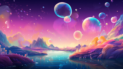 Festive colorful bubbles sparkle