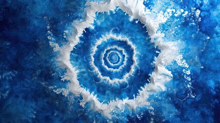 Abstract colorful blue white art design batik spiral swirl shibori technology tie dye pattern template fabric textile - obrazy, fototapety, plakaty