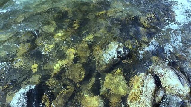 Video von einem rauschenden Fluss mit Steinen