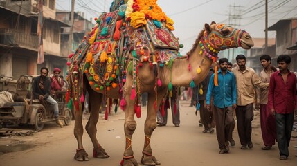 Decorated camel for Eid ul-Adha procession