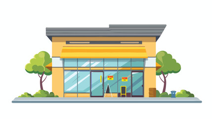 Supermarket building icon flat vector isolated on whit