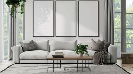 contemporary, living room, mockup, decor, furniture, wall, moder, apartment, design, decoration, frame, picture, white, luxury, room, mockup, render, 3d, ai, ai generative, generative, picture, indoor