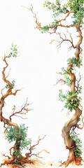 Tree with vines watercolor painting