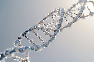 graceful structure of DNA against a simple background, evoking the promise of futuristic medical breakthroughs and innovations.