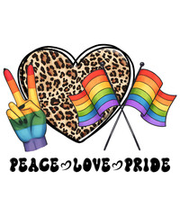 Peace Love Pride LGBT PNG Sublimation