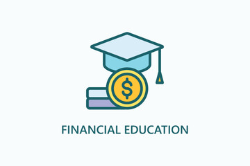 Financial Education vector, icon or logo sign symbol illustration