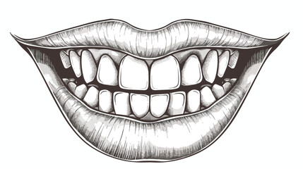 Teeth Gum engraving with monochrome color illustration