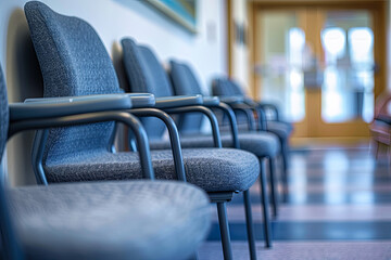 Hospital waiting room with empty chairs - obrazy, fototapety, plakaty
