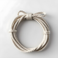 White rope on a white background. mock up