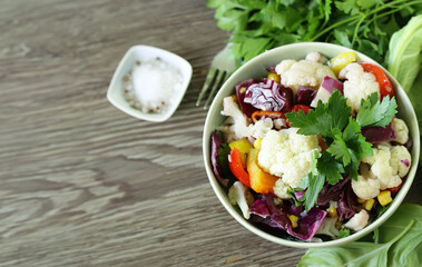 fresh organic salad for healthy eating - 786453219
