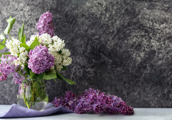 fresh beautiful flowers lilac white and lilac - 786453642