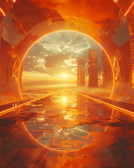 Orange, vibrant segments, gateways to fantastical universes - obrazy, fototapety, plakaty