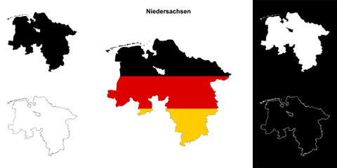 Niedersachsen state outline map set