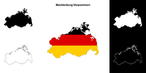 Mecklenburg-Vorpommern state outline map set