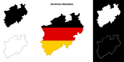 Nordrhein-Westfalen state outline map set - obrazy, fototapety, plakaty