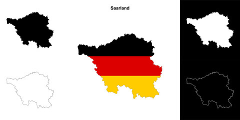 Saarland state outline map set