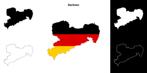 Sachsen state outline map set