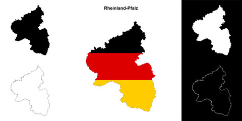 Rheinland-Pfalz state outline map set