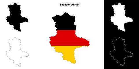 Sachsen-Anhalt state outline map set