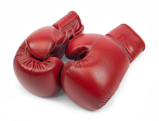 Red boxing gloves isolated from white or transparent background