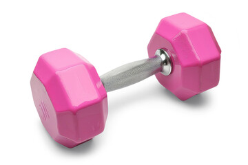 A pink dumbbell isolated on a white or transparent background