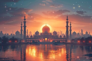 Ramadan kareem islamic greeting card background vector illustration