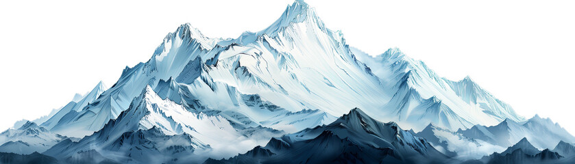 Snow mountain on transparent background, PNG - obrazy, fototapety, plakaty