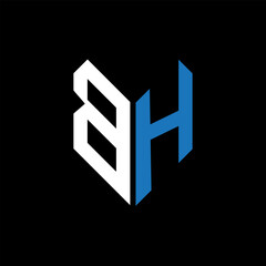 BH letter logo design on Black background. BH creative initials letter logo concept. BH letter design.

