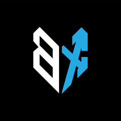 Fototapeta premium BX letter logo design on Black background. BX creative initials letter logo concept. BX letter design. 