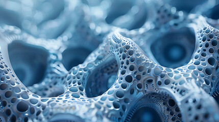 Macro photography of 3D-printed prototypes, science and technology, copy space