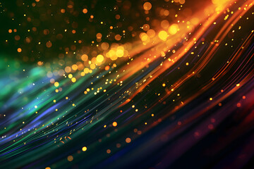 Vibrant Abstract Technology Background with Light Particles and Waves - obrazy, fototapety, plakaty