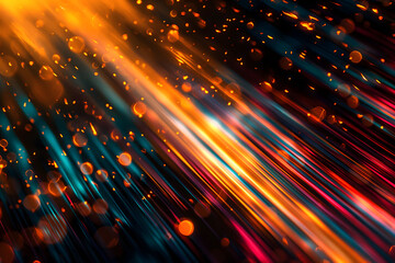 Vibrant Abstract Technology Background with Light Particles and Waves - obrazy, fototapety, plakaty