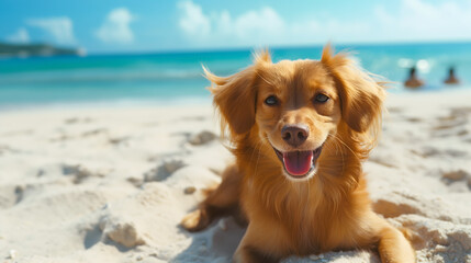 Happy Dog Enjoying a Sunny Day at the Beach