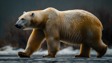 Majestic Polar Bear Walking on Snowy Landscape