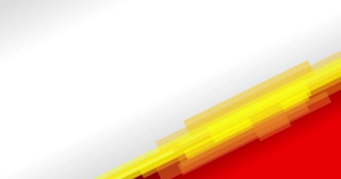 Animation of transparent yellow and orange lines on the bottom right side of a white background with space for text. Suitable as a background video for opening titles. UHD 4K 4096x2160 video