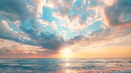 Naklejka na ściany i meble Beautiful cloudscape over the sea, sunrise shot