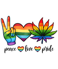 Peace Love Pride LGBT PNG Sublimation