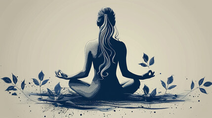 Contour drawing of a meditating woman, perfect for a wellness brand